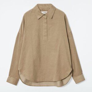 Relaxed Corduroy Half-Placket Shirt - Beige - New with tags